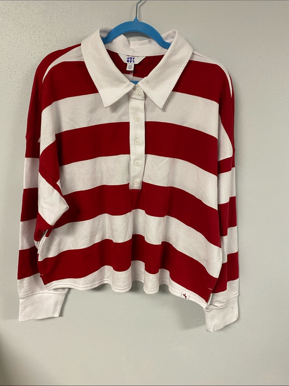 JoyLab Red and White Striped Polo